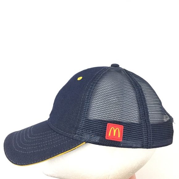 McDonalds Crew Hat Employee Fast Food Patch Logo Apparel Snap Back Mesh Ball Cap - Picture 1 of 11